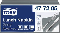 Lunchservet Tork Advanced vierdevouw grijs 200 Vel