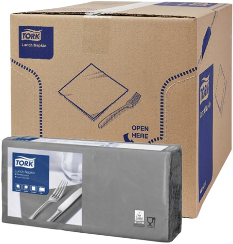 Lunchservet Tork Advanced vierdevouw grijs 200 Vel-2