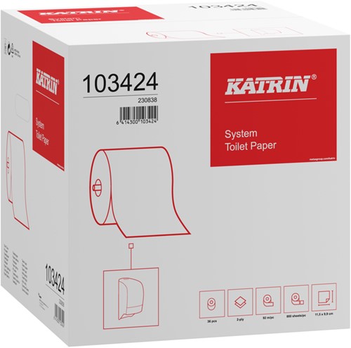 Toiletpapier Katrin systeemrol 2laags 92m wit 36 Rol-2