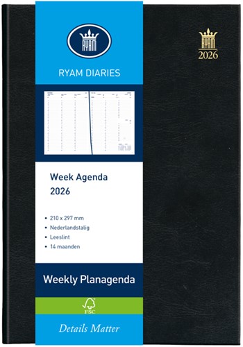 Agenda 2026 Ryam Weekly Mundior 7d/2p zw 1 Stuk