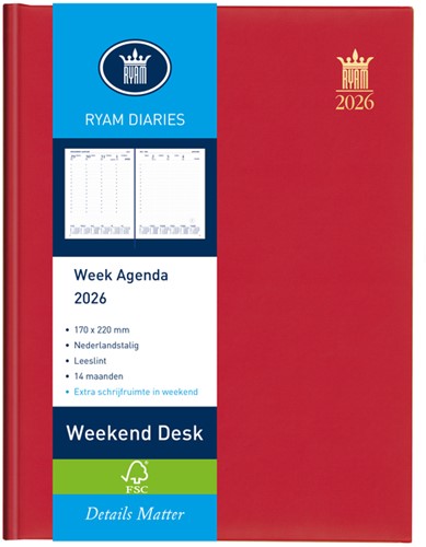 Agenda 2026 Ryam Weekend Desk Lazio 7d/2p assorti 1 Stuk-2