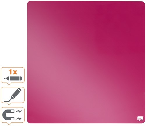 Whiteboard Nobo tegel 36x36cm roze magnetisch 1 Stuk-3