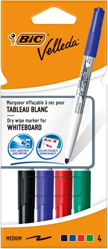 Whiteboardmarker Bic 1744 rond M assorti 4 Stuk