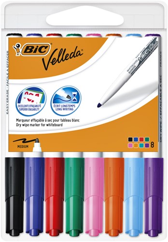Whiteboardmarker Bic 1748 rond M assorti 8 Stuk
