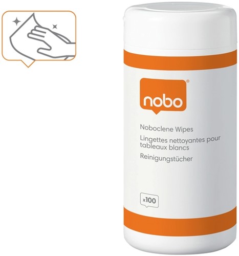 Whiteboard reinigingsdoekjes Nobo pot met 100 st 100 Stuk-3