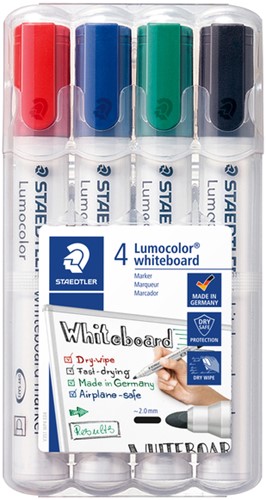Whiteboardmarker Staedtler Lumo 351 4st ass 4 Stuk