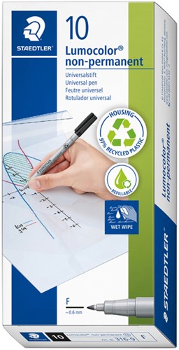 Viltstift Staedtler OHP Lumo F 316 non perm zwart 1 Stuk