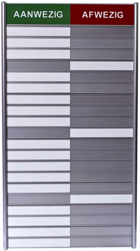 Aan afwezigheidsbord voor 20 namen 1 Stuk