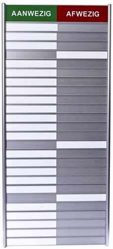 Aan afwezigheidsbord voor 25 namen 1 Stuk