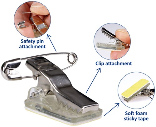 Clip met speld Europel zelfklevend tbv badges 1 Stuk-2