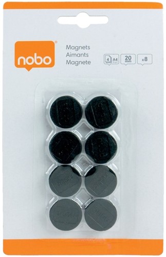 Magneet Nobo 20mm zwart 8 stuks 8 Stuk