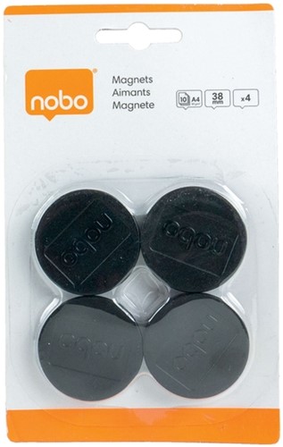 Magneet Nobo 38mm zwart 4 stuks 4 Stuk