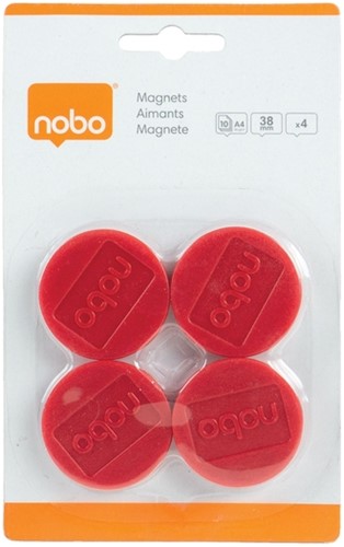 Magneet Nobo 38mm rood 4 stuks 4 Stuk