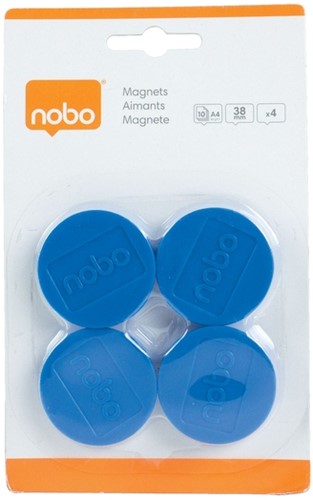 Magneet Nobo 38mm blauw 4 stuks 4 Stuk