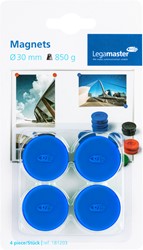 Magneet Legamaster 30mm 850gr blauw 4 stuks 4 Stuk