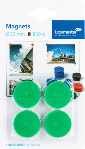 Magneet Legamaster 30mm 850gr groen 4 stuks 4 Stuk