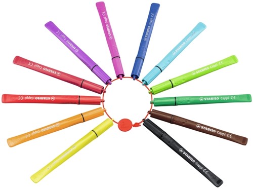 Viltstift STABILO Cappi 168/12 medium assorti etui à 12 stuks-1