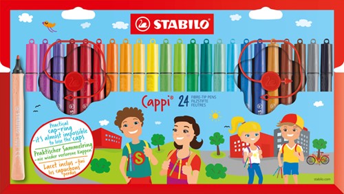 Viltstift STABILO Cappi 168/24 M 24st assorti 24 Stuk
