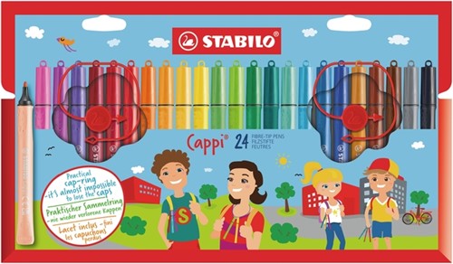 Viltstift STABILO Cappi 168/24 medium assorti etui à 24 stuks