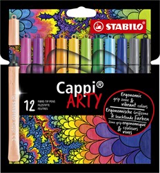 Viltstift STABILO Cappi 168/12 Arty M 12st assorti 12 Stuk