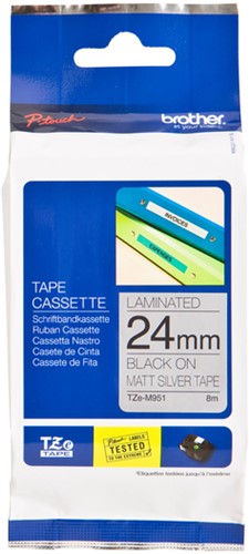 Labeltape Brother P-touch TZe-M951 metallic 24mm zwart op zilver
