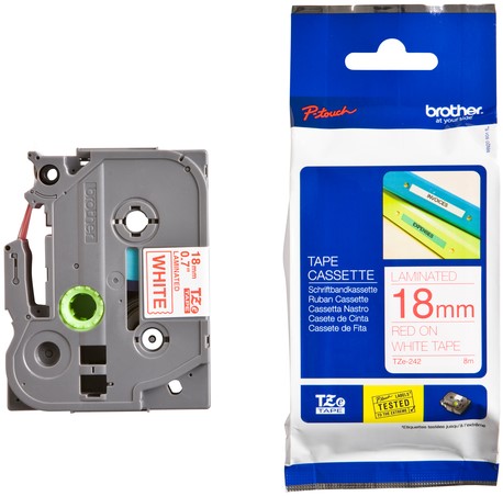 Labeltape Brother P-touch TZe-242 standaard 18mm rood op wit-3