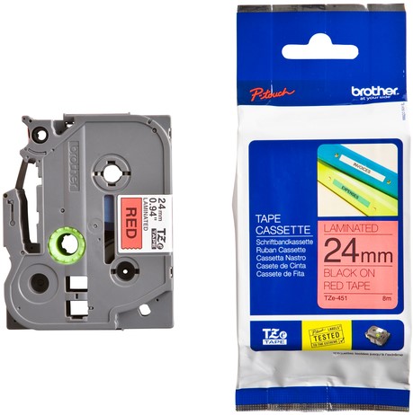 Labeltape Brother P-touch TZe-451 standaard 24mm zwart op rood-3