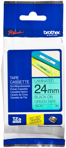 Labeltape Brother Ptouch TZe751 24mm groen 1 Stuk