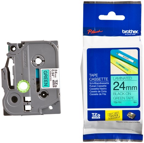 Labeltape Brother Ptouch TZe751 24mm groen 1 Stuk-3