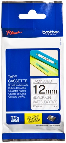 Labeltape Brother Ptouch TZeM31 12mm transparant 1 Stuk