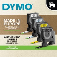 Labeltape Dymo LabelManager D1 polyester 12mmx7m wit op zwart-6