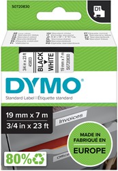 Labeltape Dymo LabelManager D1 19mmx7m wit 1 Stuk