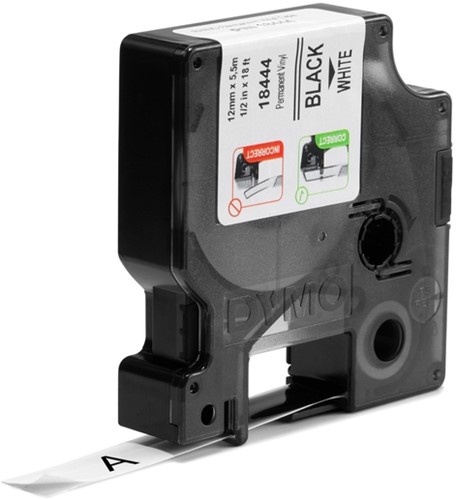 Labeltape Dymo Rhino industrieel vinyl 12mm wit 1 Stuk-2