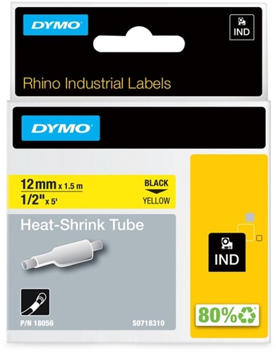 Labeltape Dymo Rhino industrieel krimpkous 12mm gl 1 Stuk