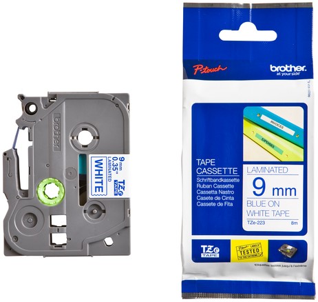 Labeltape Brother P-touch TZe-223 standaard 9mm blauw op wit-3