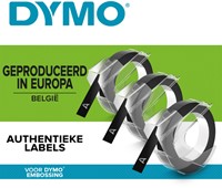 Reliëftape Dymo embossing vinyl 9mm wit op rood-1