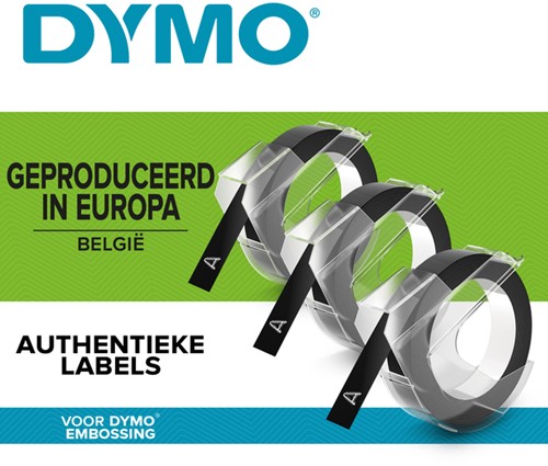 Reliëftape Dymo embossing vinyl 9mm wit op rood-1