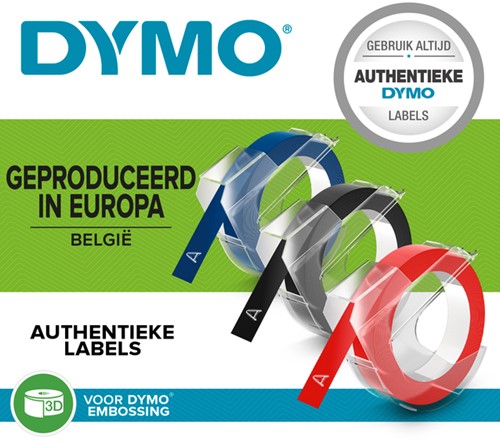 Relieftape Dymo embossing vinyl 9mm 3 stuks 3 Stuk-3