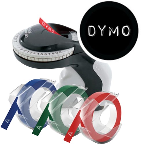 Relieftape Dymo embossing vinyl 9mm 3 stuks 3 Stuk-2