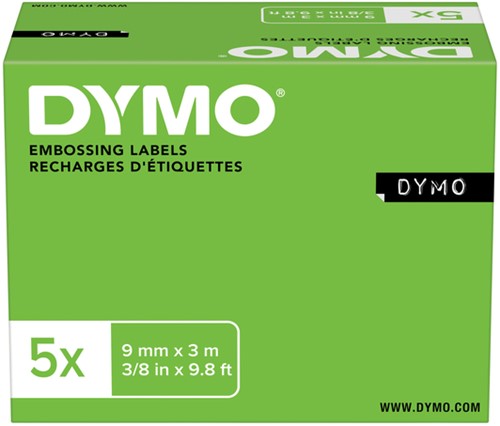 Relieftape Dymo embossing vinyl 9mm 3 stuks 3 Stuk-3