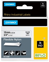Labeltape Dymo Rhino industrieel nylon 19mm wit 1 Stuk