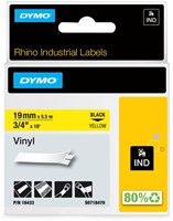 Labeltape Dymo Rhino industrieel vinyl 19mm geel 1 Stuk