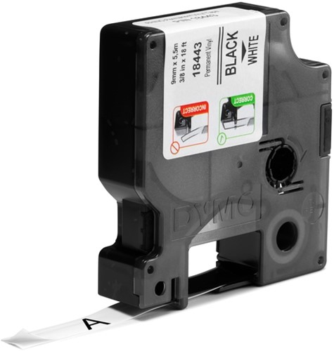 Labeltape Dymo Rhino industrieel vinyl 9mm wit 1 Stuk-2