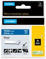 Labeltape Dymo Rhino industrieel vinyl 19mm blauw 1 Stuk