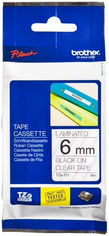 Labeltape Brother Ptouch TZe111 6mm transparant 1 Stuk