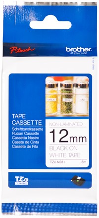 Labeltape Brother Ptouch TZeN231 12mm wit 1 Stuk
