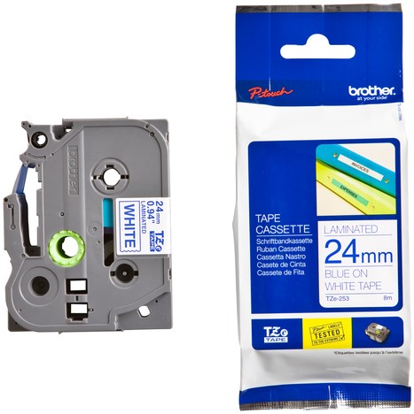 Labeltape Brother Ptouch TZe253 24mm wit 1 Stuk-3