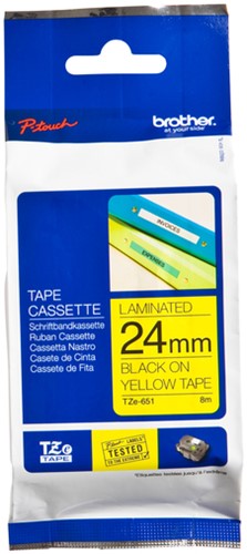Labeltape Brother Ptouch TZe651 24mm geel 1 Stuk