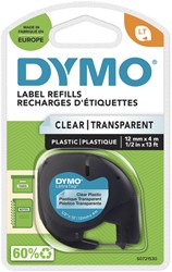 Labeltape Dymo LetraTag plastic 12mm transparant 1 Stuk