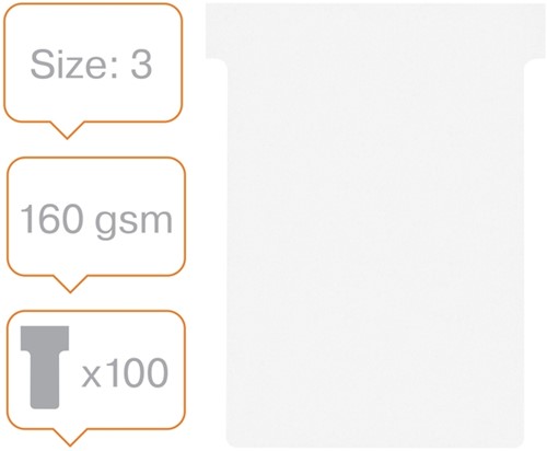 T-kaart Nobo nr.3 80mm wit 100 stuks 100 Stuk-2